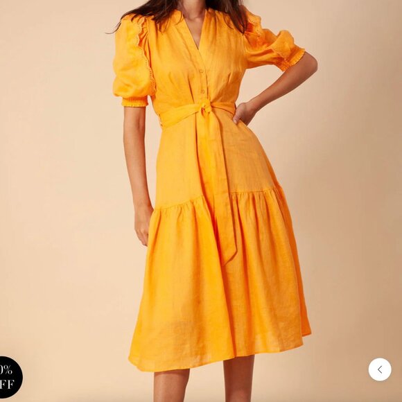 Halebob Colette Solid Linen Dress Size L - Picture 1 of 10